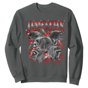 Jimothy Raccoon Sweatshirt Vintage 90s Bootleg Rap Style Funny Meme TS10 Dark Heather Print Your Wear