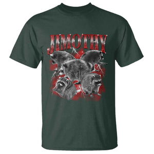 Jimothy Raccoon T Shirt Vintage 90s Bootleg Rap Style Funny Meme TS10 Dark Forest Green Print Your Wear