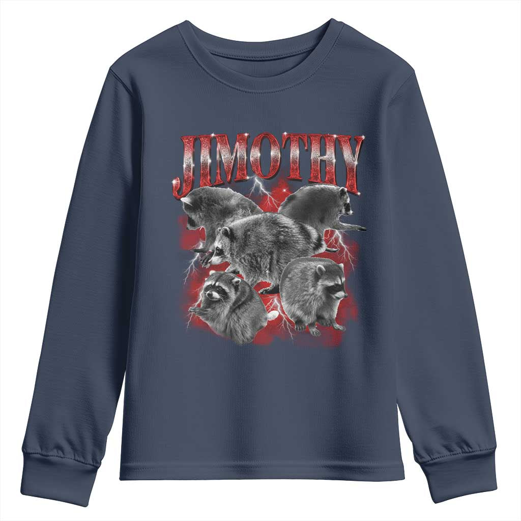 Jimothy Raccoon Youth Sweatshirt Vintage 90s Bootleg Rap Style Funny Meme TS10 Navy Print Your Wear