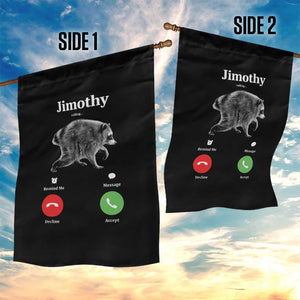 Jimothy Calling Phone Call Seattle Raccoon Garden Flag TS10 Print Your Wear
