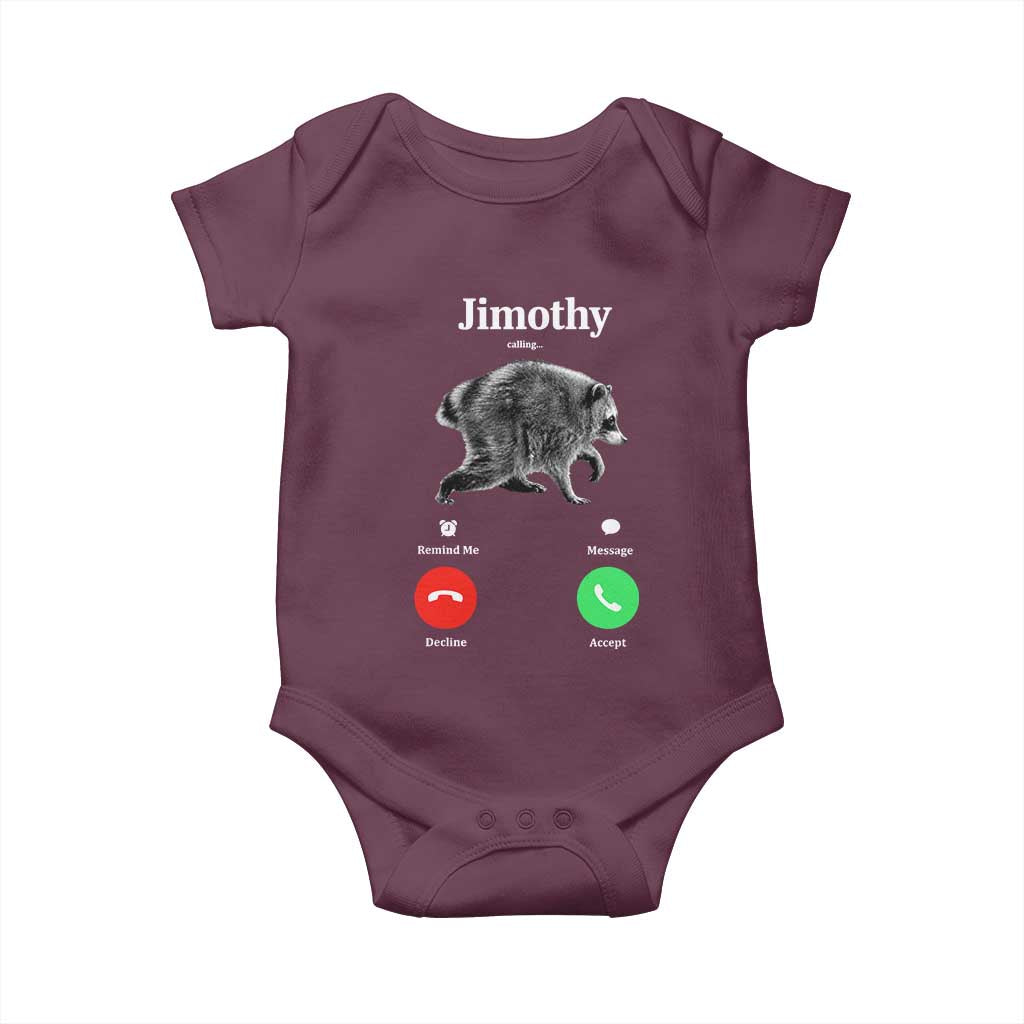 Jimothy Calling Phone Call Seattle Raccoon Baby Onesie TS10 Maroon Print Your Wear