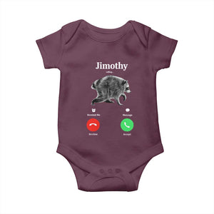 Jimothy Calling Phone Call Seattle Raccoon Baby Onesie TS10 Maroon Print Your Wear