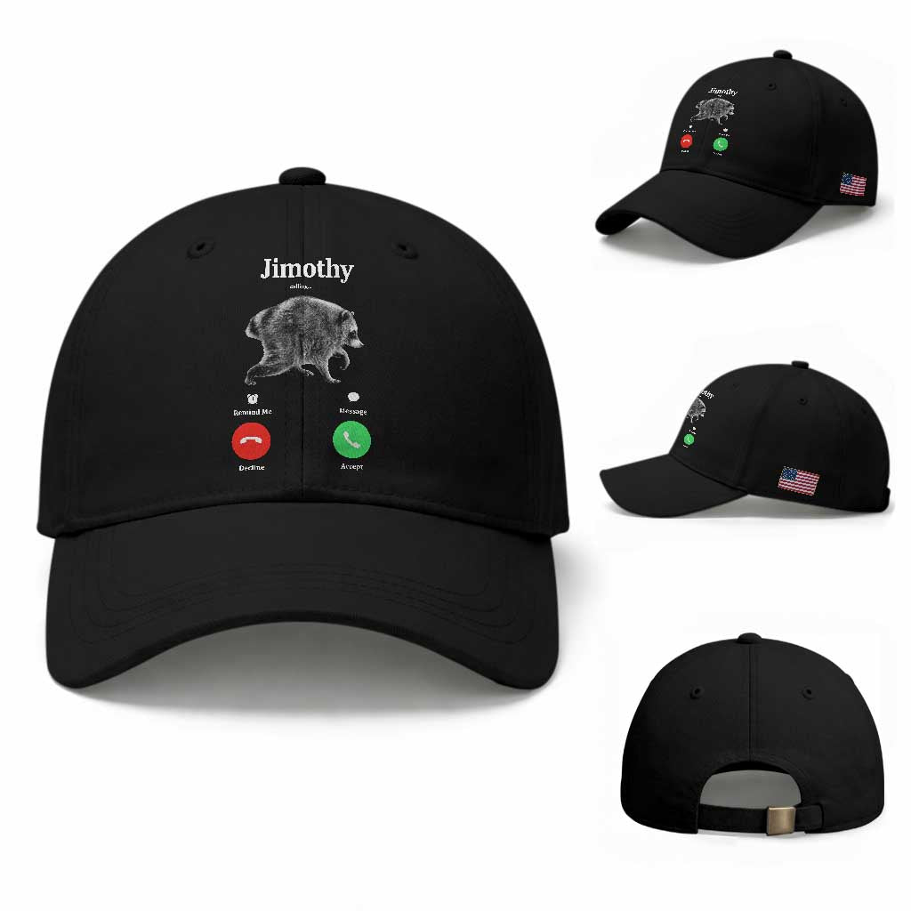 Jimothy Calling Phone Call Seattle Raccoon Baseball Cap TS10 Baseball Cap Universal Fit Black Print Your Wear