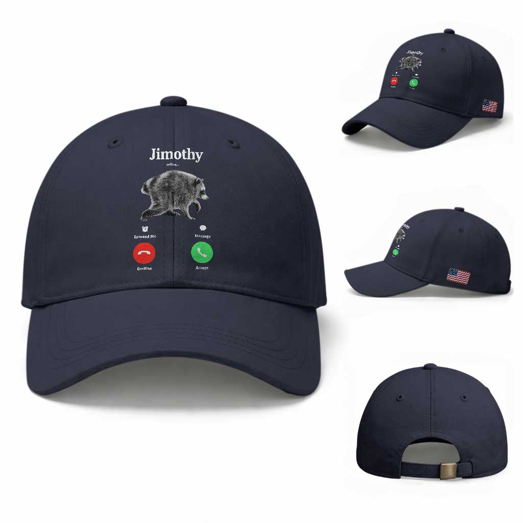 Jimothy Calling Phone Call Seattle Raccoon Baseball Cap TS10 Baseball Cap Universal Fit Navy Print Your Wear
