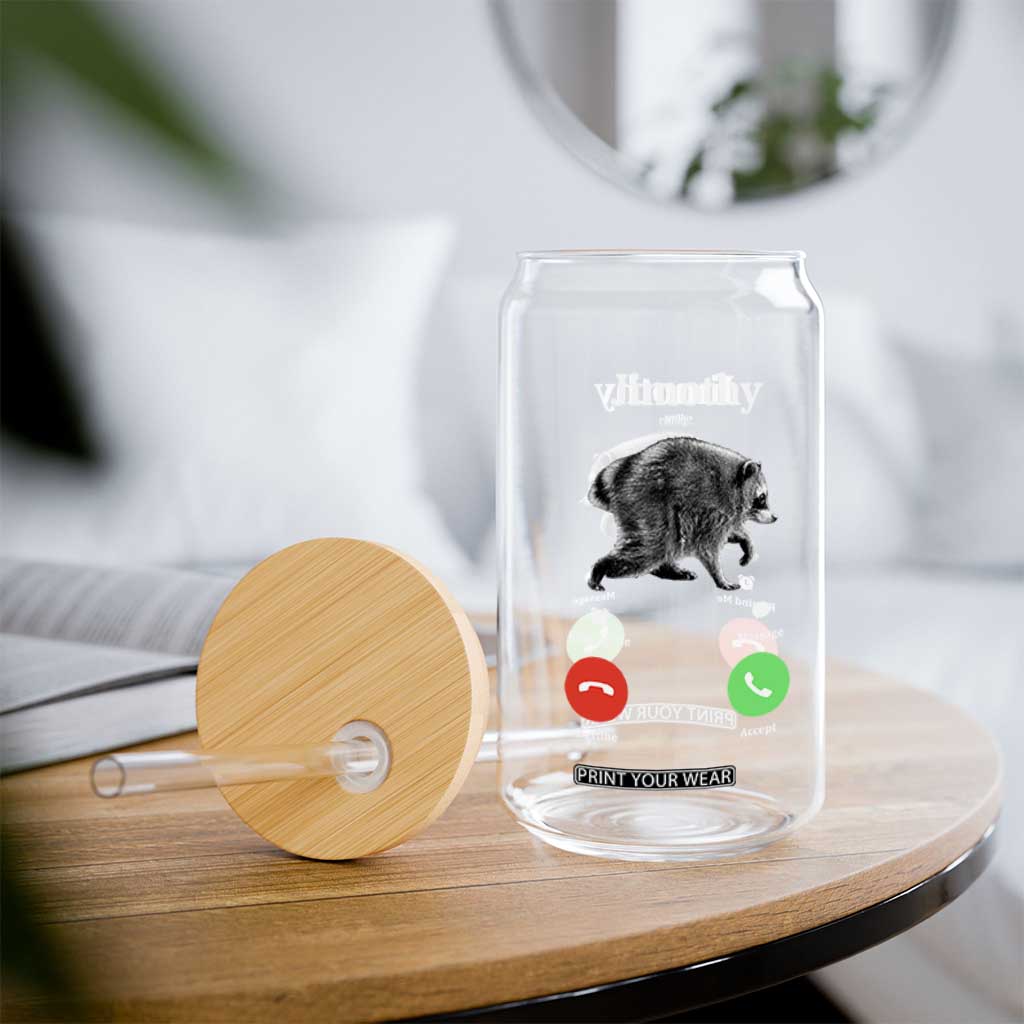 Jimothy Calling Phone Call Seattle Raccoon Glass Can TS10 Print Your Wear