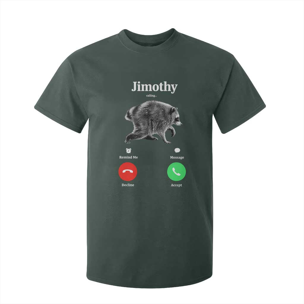 Jimothy Calling Phone Call Seattle Raccoon T Shirt For Kid TS10 Dark Forest Green Print Your Wear
