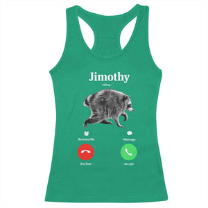Jimothy Calling Phone Call Seattle Raccoon Racerback Tank Top TS10 Irish Green Print Your Wear