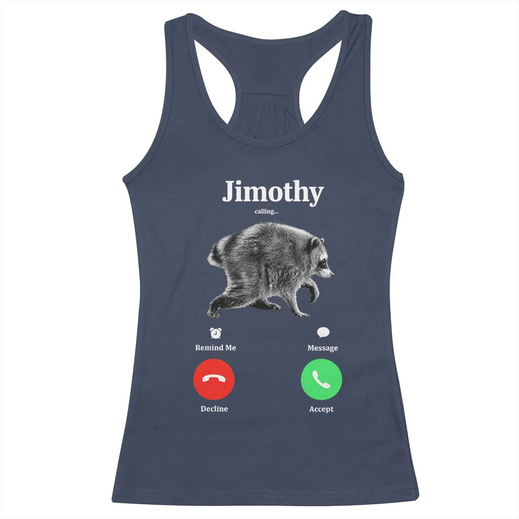 Jimothy Calling Phone Call Seattle Raccoon Racerback Tank Top TS10 Navy Print Your Wear
