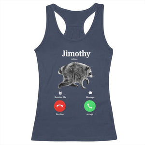 Jimothy Calling Phone Call Seattle Raccoon Racerback Tank Top TS10 Navy Print Your Wear