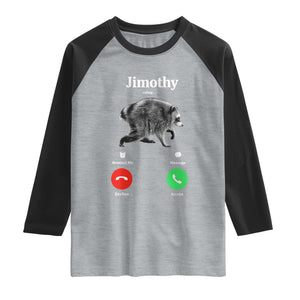 Jimothy Calling Phone Call Seattle Raccoon Raglan Shirt TS10 Heather Gray Black Print Your Wear