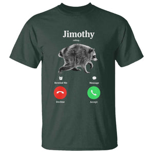 Jimothy Calling Phone Call Seattle Raccoon T Shirt TS10 Dark Forest Green Print Your Wear