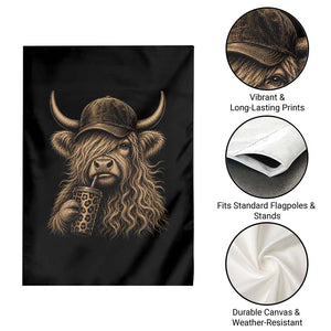 Highland Cow Funny Cute Coffee Lover Graphic Garden Flag TS10 Print Your Wear