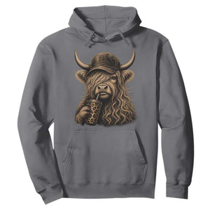 Highland Cow Funny Cute Coffee Lover Graphic Hoodie TS10 Charcoal Print Your Wear