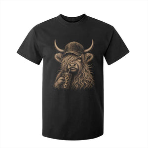 Highland Cow Funny Cute Coffee Lover Graphic T Shirt For Kid TS10 Black Print Your Wear