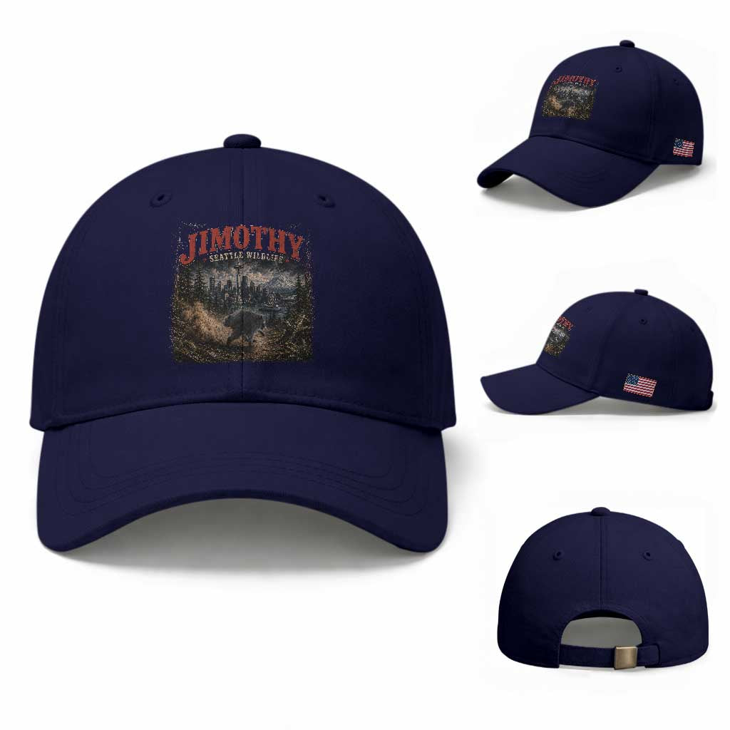 Vintage Jimothy Seattle Wildlife Raccoon Meme Baseball Cap TS10 Baseball Cap Universal Fit Dark Blue Print Your Wear