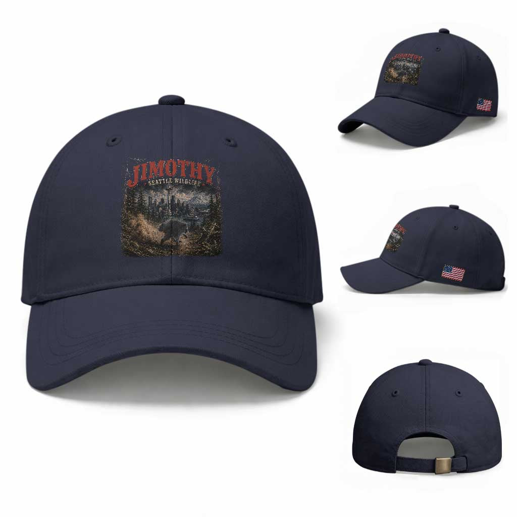 Vintage Jimothy Seattle Wildlife Raccoon Meme Baseball Cap TS10 Baseball Cap Universal Fit Navy Print Your Wear