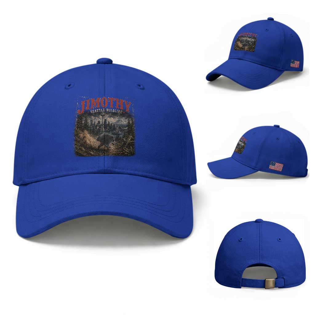 Vintage Jimothy Seattle Wildlife Raccoon Meme Baseball Cap TS10 Baseball Cap Universal Fit Royal Blue Print Your Wear