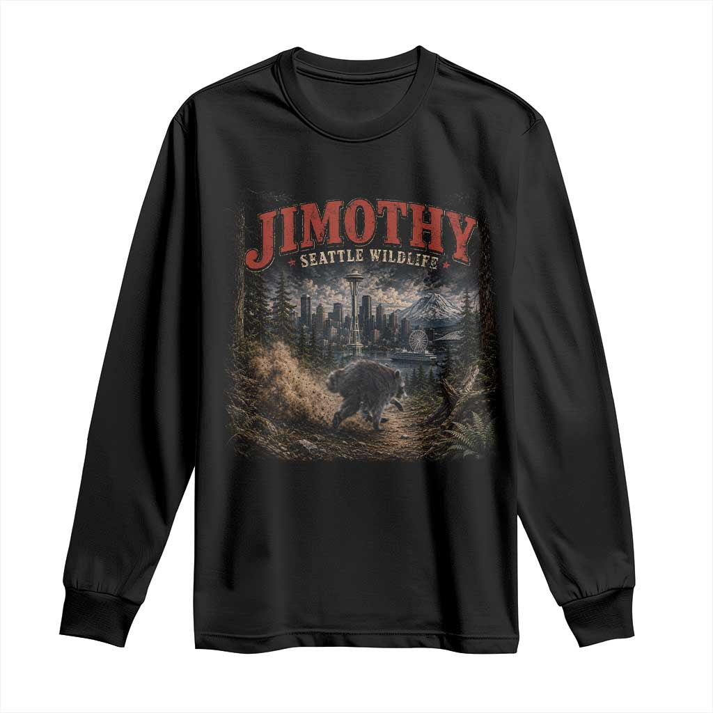 Vintage Jimothy Seattle Wildlife Raccoon Meme Long Sleeve Shirt TS10 Black Print Your Wear