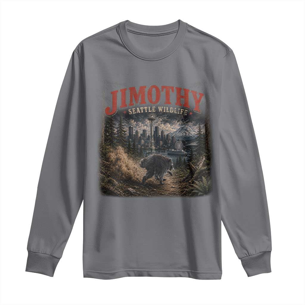 Vintage Jimothy Seattle Wildlife Raccoon Meme Long Sleeve Shirt TS10 Charcoal Print Your Wear