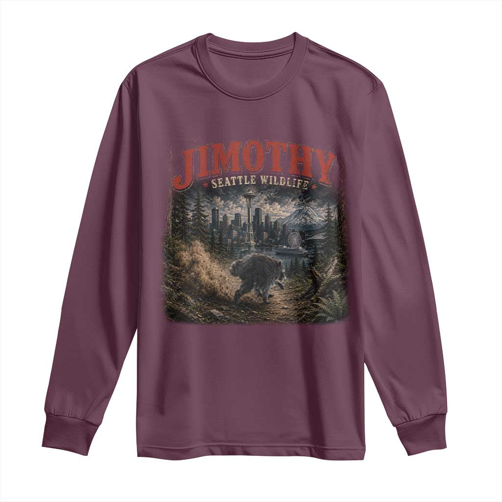Vintage Jimothy Seattle Wildlife Raccoon Meme Long Sleeve Shirt TS10 Maroon Print Your Wear
