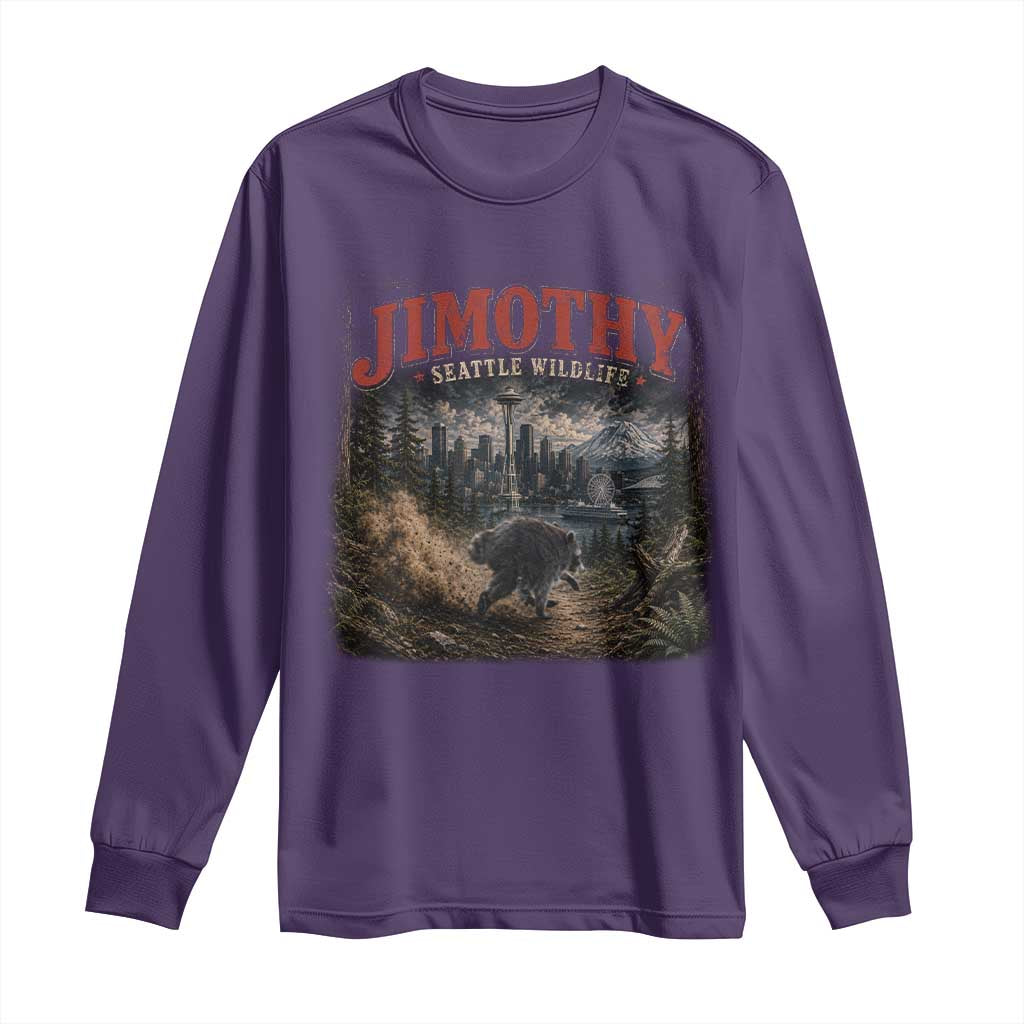 Vintage Jimothy Seattle Wildlife Raccoon Meme Long Sleeve Shirt TS10 Purple Print Your Wear