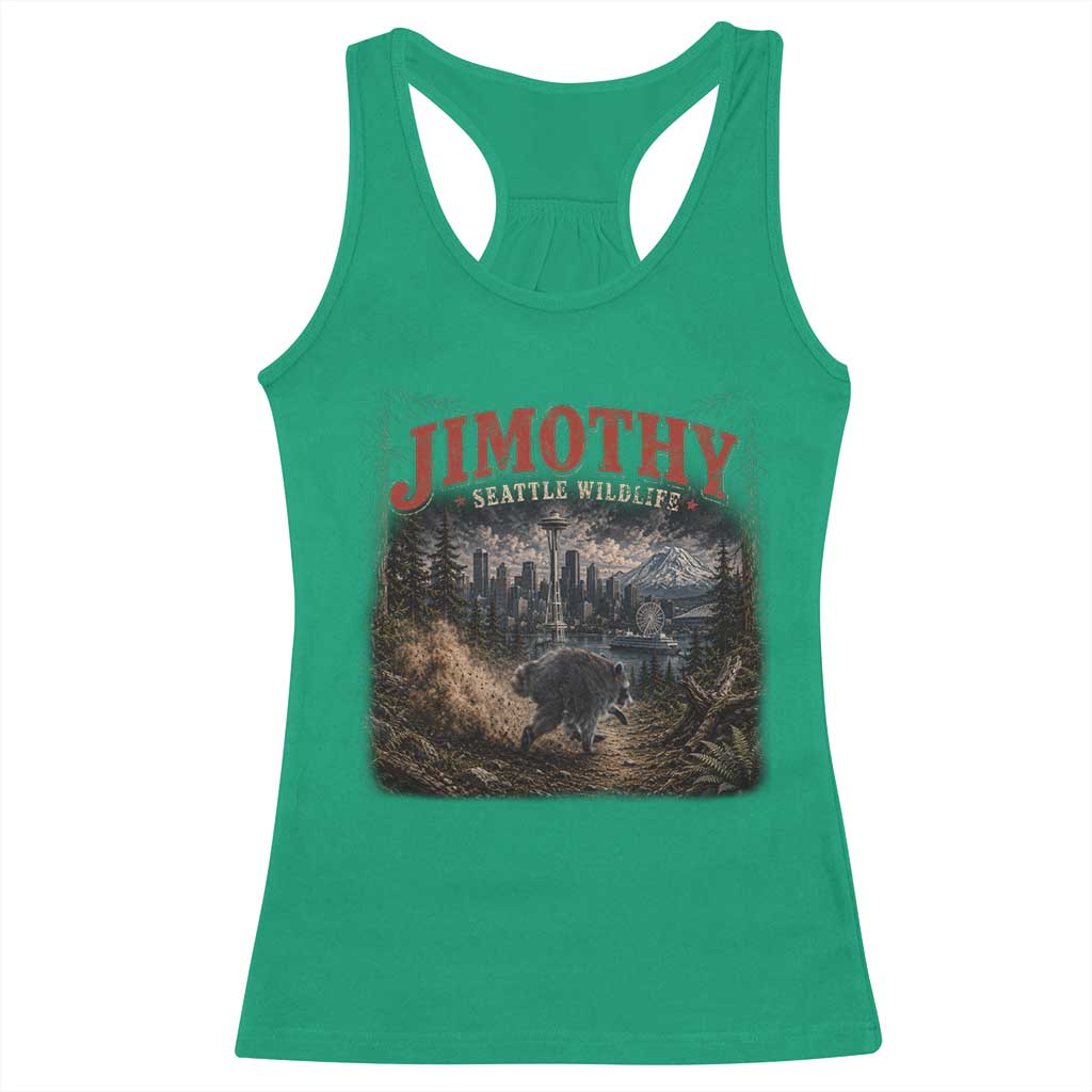 Vintage Jimothy Seattle Wildlife Raccoon Meme Racerback Tank Top TS10 Irish Green Print Your Wear