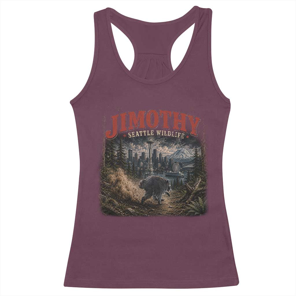 Vintage Jimothy Seattle Wildlife Raccoon Meme Racerback Tank Top TS10 Maroon Print Your Wear
