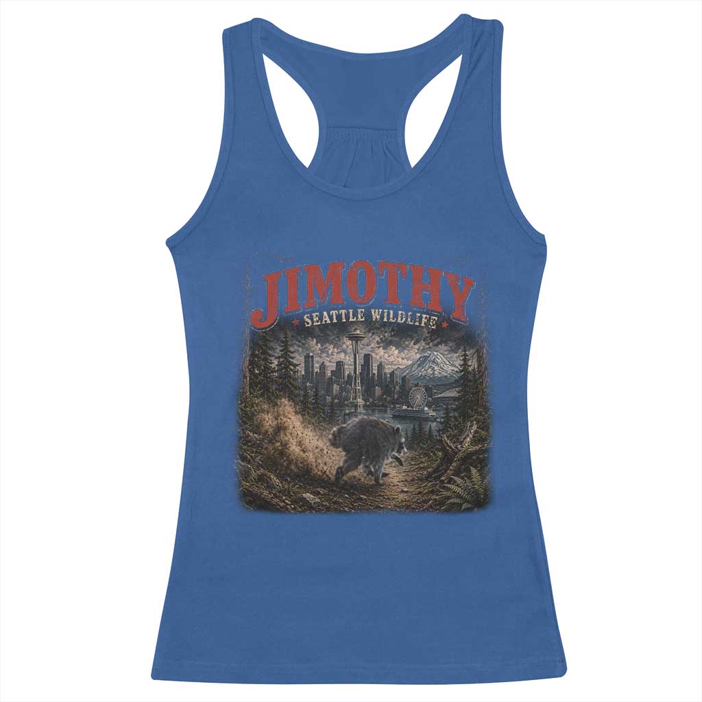 Vintage Jimothy Seattle Wildlife Raccoon Meme Racerback Tank Top TS10 Royal Blue Print Your Wear