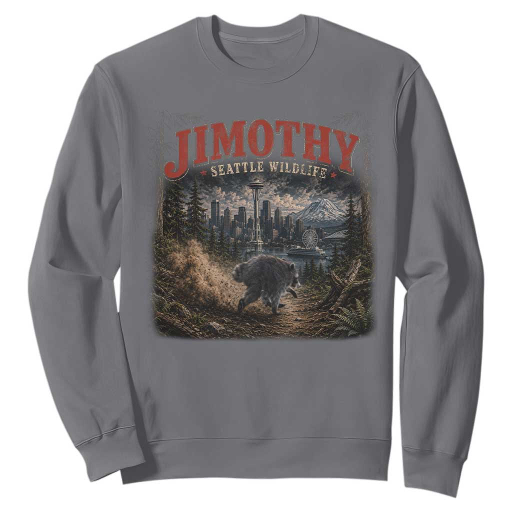 Vintage Jimothy Seattle Wildlife Raccoon Meme Sweatshirt TS10 Charcoal Print Your Wear