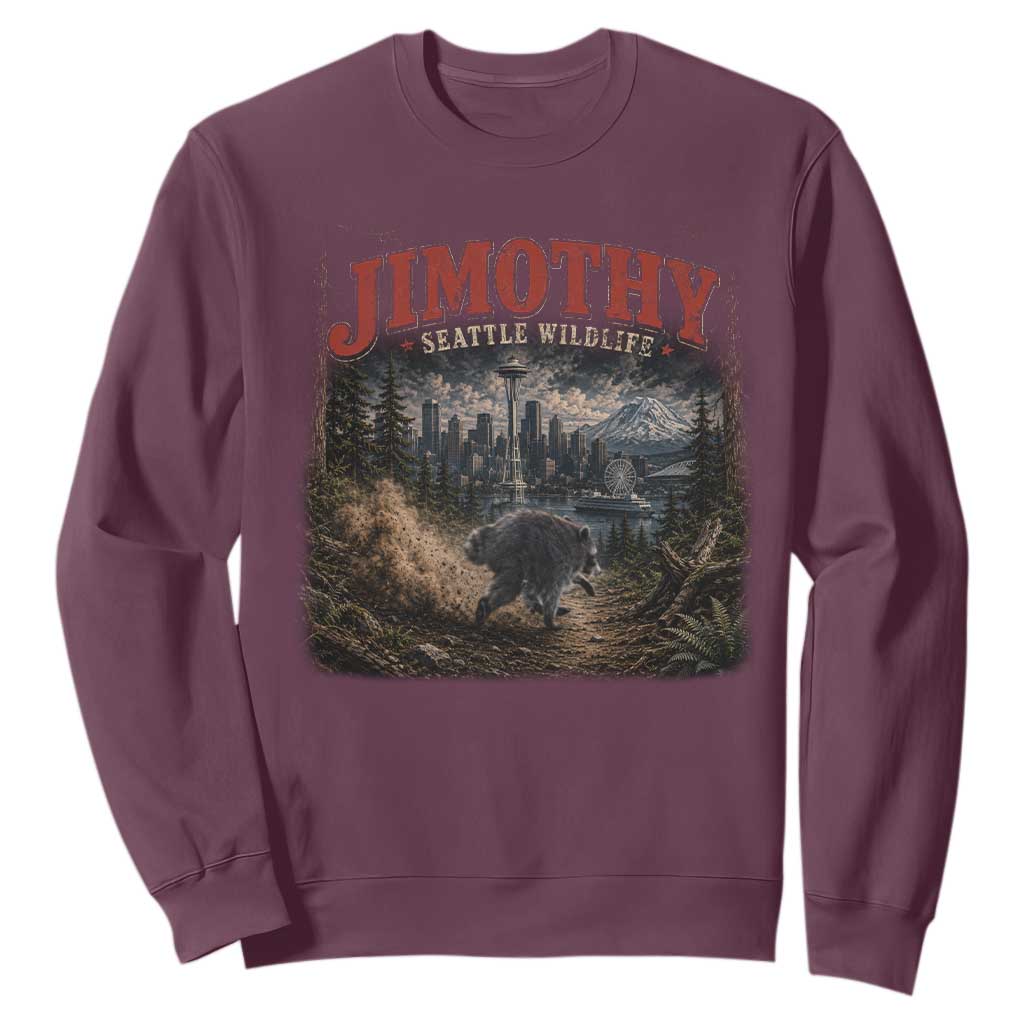Vintage Jimothy Seattle Wildlife Raccoon Meme Sweatshirt TS10 Maroon Print Your Wear