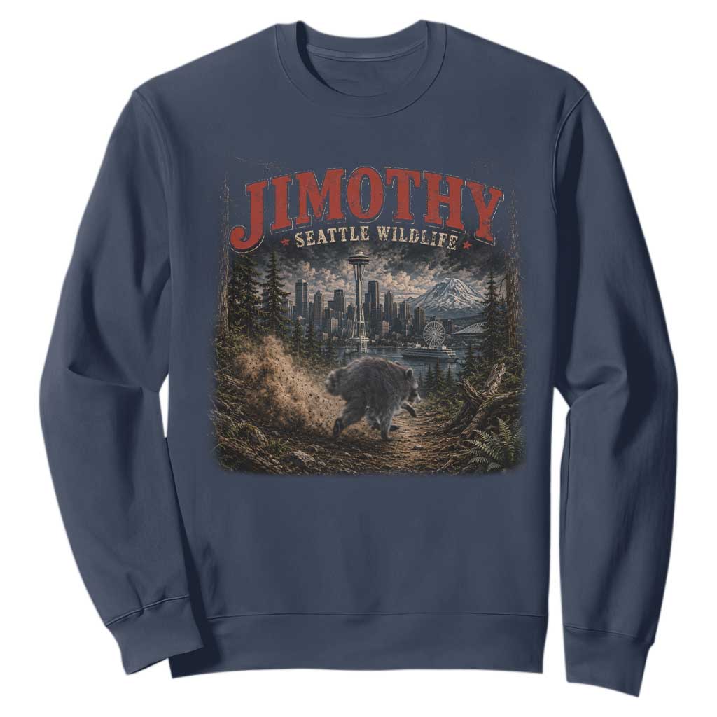 Vintage Jimothy Seattle Wildlife Raccoon Meme Sweatshirt TS10 Navy Print Your Wear