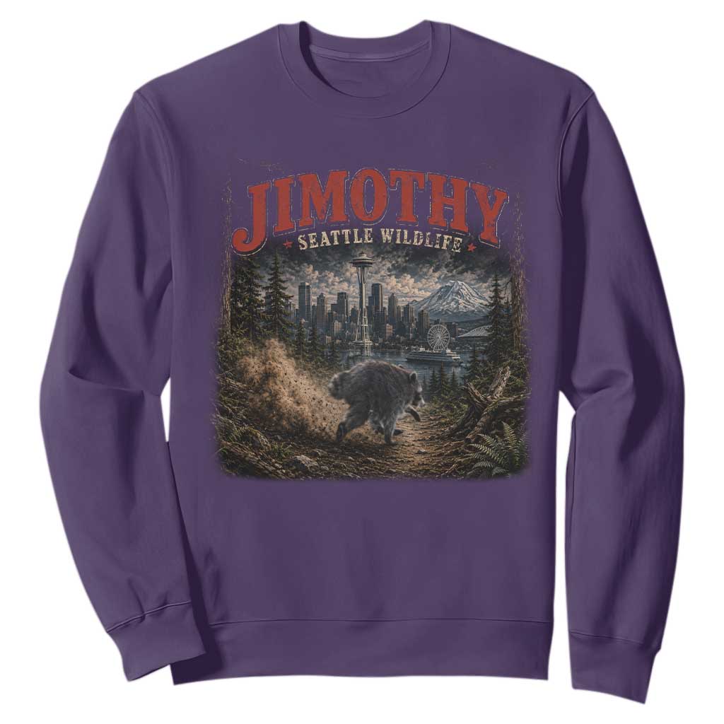 Vintage Jimothy Seattle Wildlife Raccoon Meme Sweatshirt TS10 Purple Print Your Wear