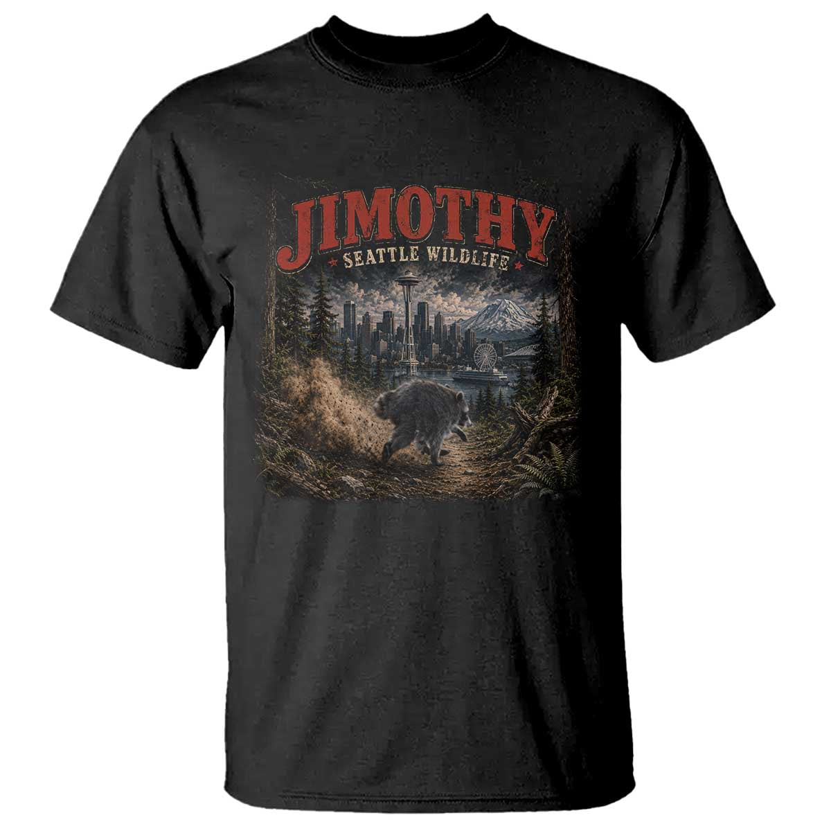 Vintage Jimothy Seattle Wildlife Raccoon Meme T Shirt TS10 Black Print Your Wear