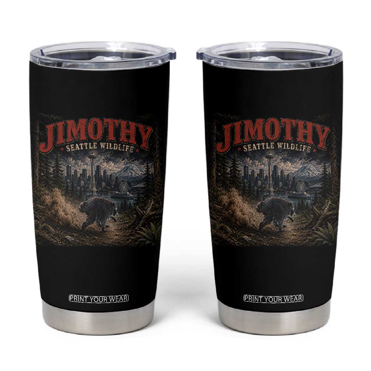 Vintage Jimothy Seattle Wildlife Raccoon Meme Tumbler Cup TS10 Black Print Your Wear