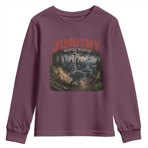 Vintage Jimothy Seattle Wildlife Raccoon Meme Youth Sweatshirt TS10 Maroon Print Your Wear