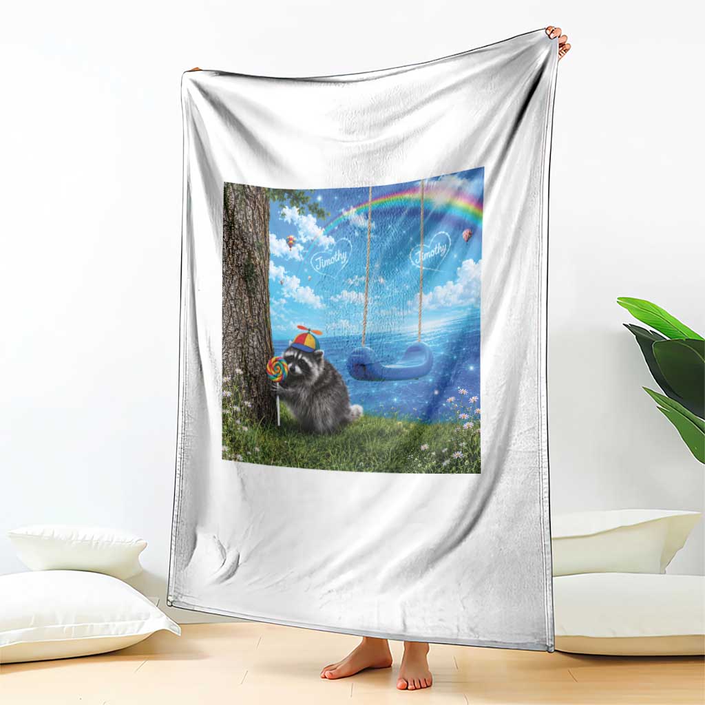 Jimothy Raccoon Dreamcore Throw Blanket Seattle Trash Panda Gen Z Humor Rainbow Aesthetic TS10 Print Your Wear