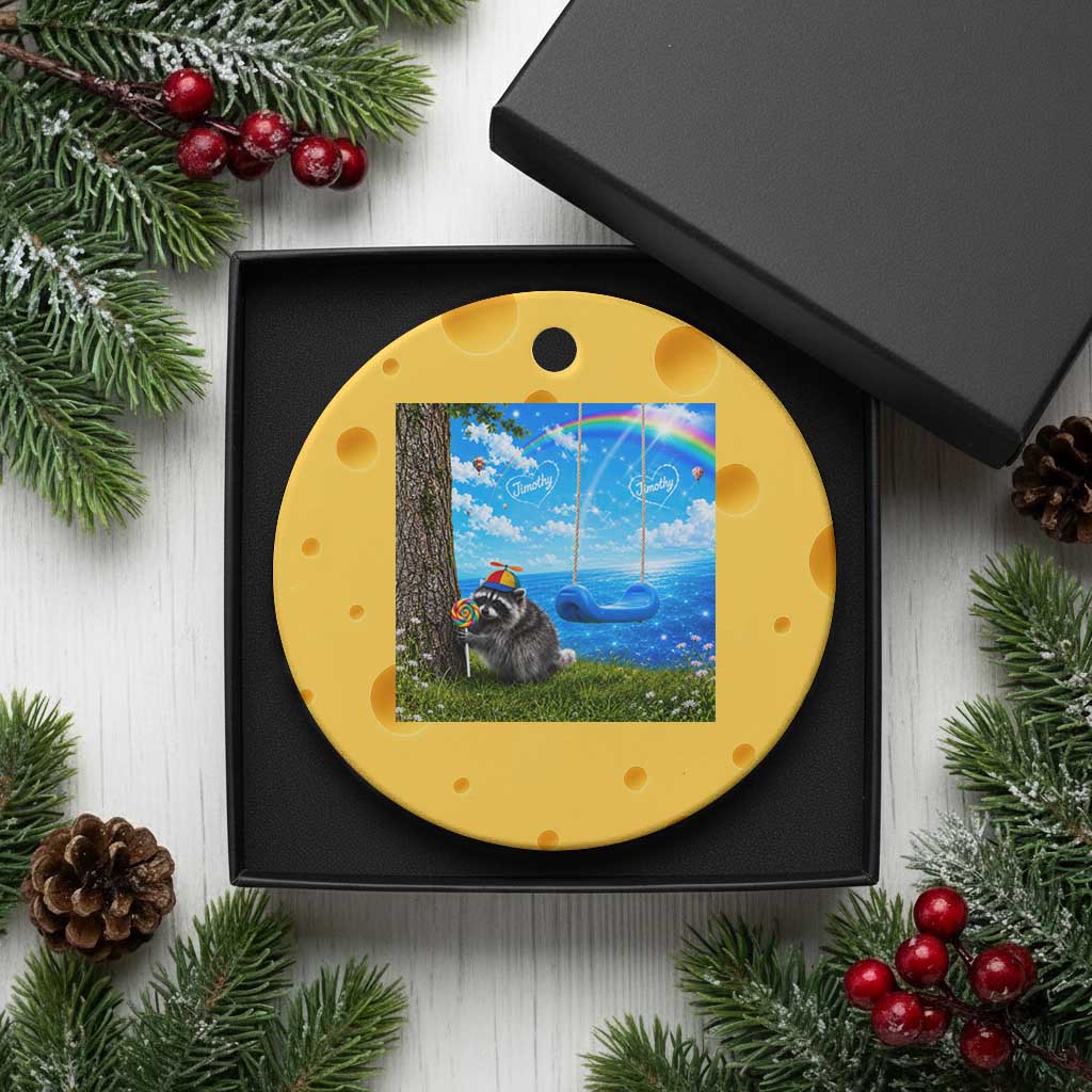Jimothy Raccoon Dreamcore Ceramic Ornament Seattle Trash Panda Gen Z Humor Rainbow Aesthetic TS10 1pc Yellow Cheese Print Your Wear