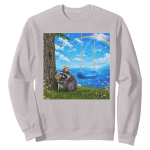 Jimothy Raccoon Dreamcore Sweatshirt Seattle Trash Panda Gen Z Humor Rainbow Aesthetic TS10 Ice Gray Print Your Wear