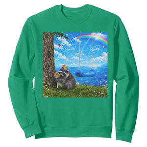 Jimothy Raccoon Dreamcore Sweatshirt Seattle Trash Panda Gen Z Humor Rainbow Aesthetic TS10 Irish Green Print Your Wear