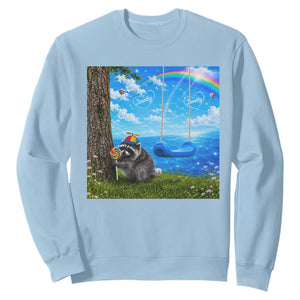 Jimothy Raccoon Dreamcore Sweatshirt Seattle Trash Panda Gen Z Humor Rainbow Aesthetic TS10 Light Blue Print Your Wear