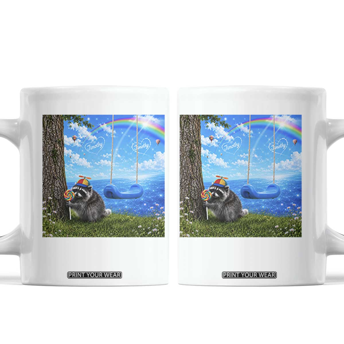 Jimothy Raccoon Dreamcore Coffee Mug Seattle Trash Panda Gen Z Humor Rainbow Aesthetic TS10 White Print Your Wear