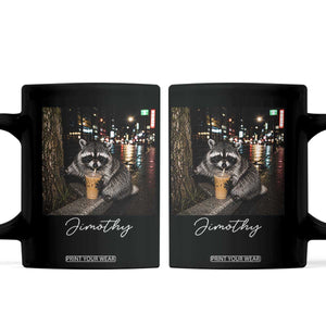 Jimothy Raccoon Drinking Iced Coffee Night City Aesthetic Coffee Mug TS10 Black Print Your Wear