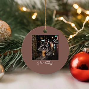 Jimothy Raccoon Drinking Iced Coffee Night City Aesthetic Ceramic Ornament TS10 1pc Mocha Print Your Wear