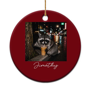 Jimothy Raccoon Drinking Iced Coffee Night City Aesthetic Ceramic Ornament TS10 1pc Red Print Your Wear