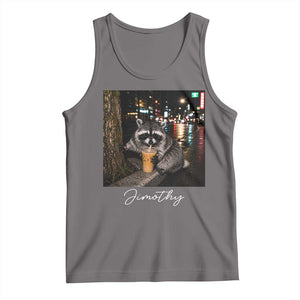 Jimothy Raccoon Drinking Iced Coffee Night City Aesthetic Tank Top TS10 Deep Heather Print Your Wear
