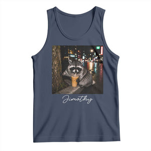 Jimothy Raccoon Drinking Iced Coffee Night City Aesthetic Tank Top TS10 Navy Print Your Wear