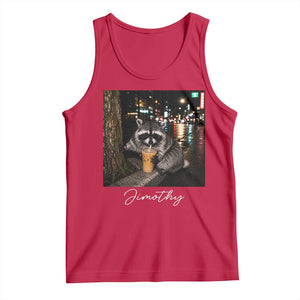 Jimothy Raccoon Drinking Iced Coffee Night City Aesthetic Tank Top TS10 Red Print Your Wear