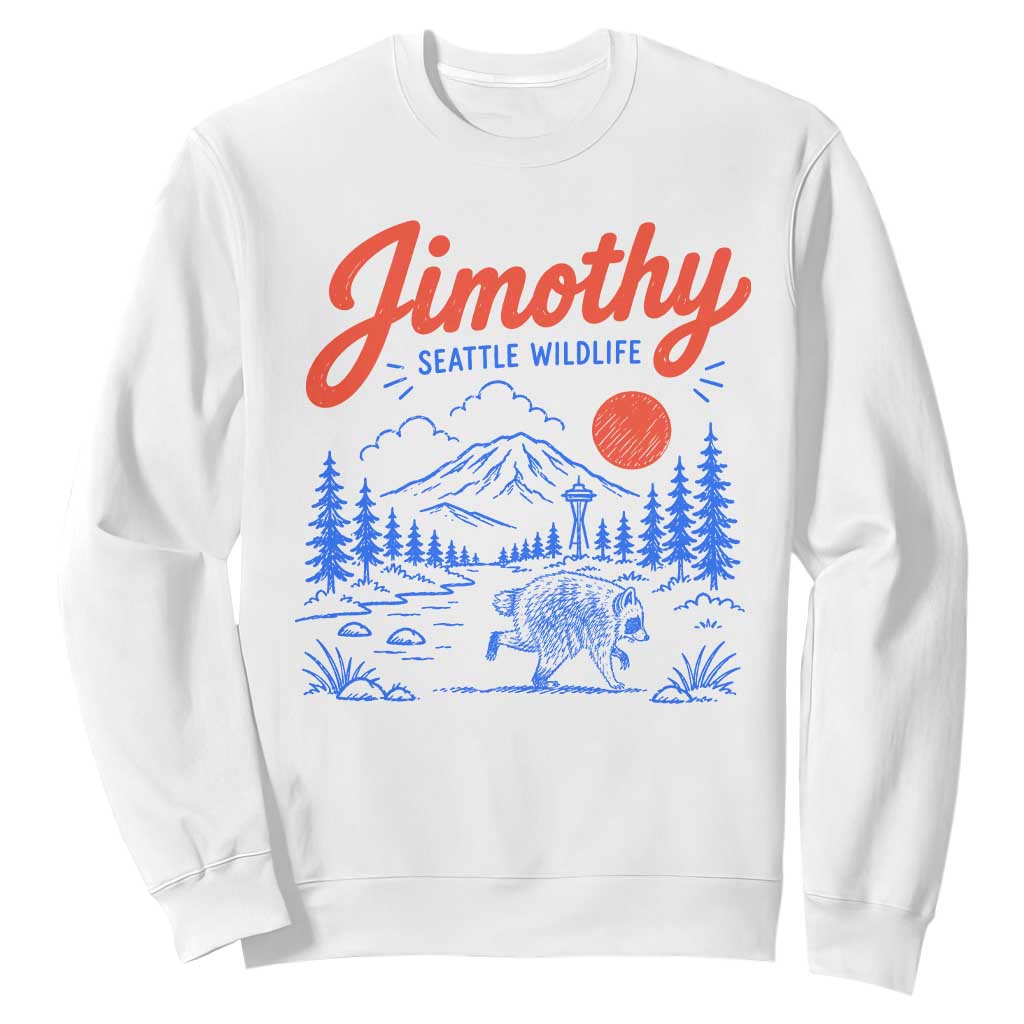 Jimothy Seattle Raccoon Sweatshirt Vintage Graphic Viral Short Spine Trash Panda Wildlife TS10 White Print Your Wear