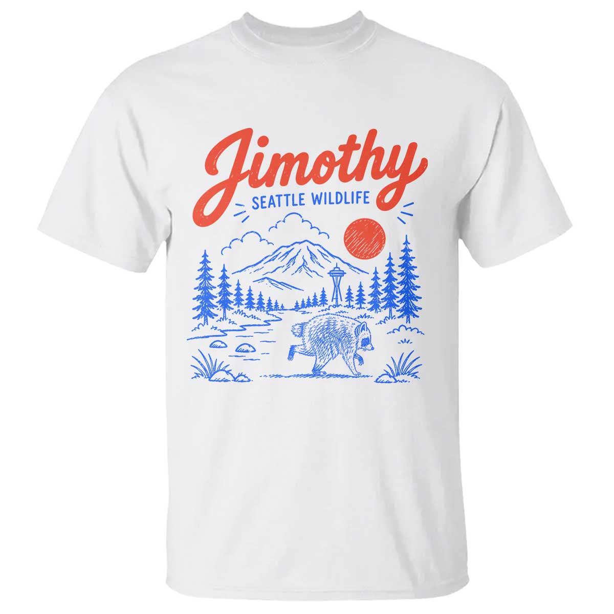 Jimothy Seattle Raccoon T Shirt Vintage Graphic Viral Short Spine Trash Panda Wildlife TS10 White Print Your Wear