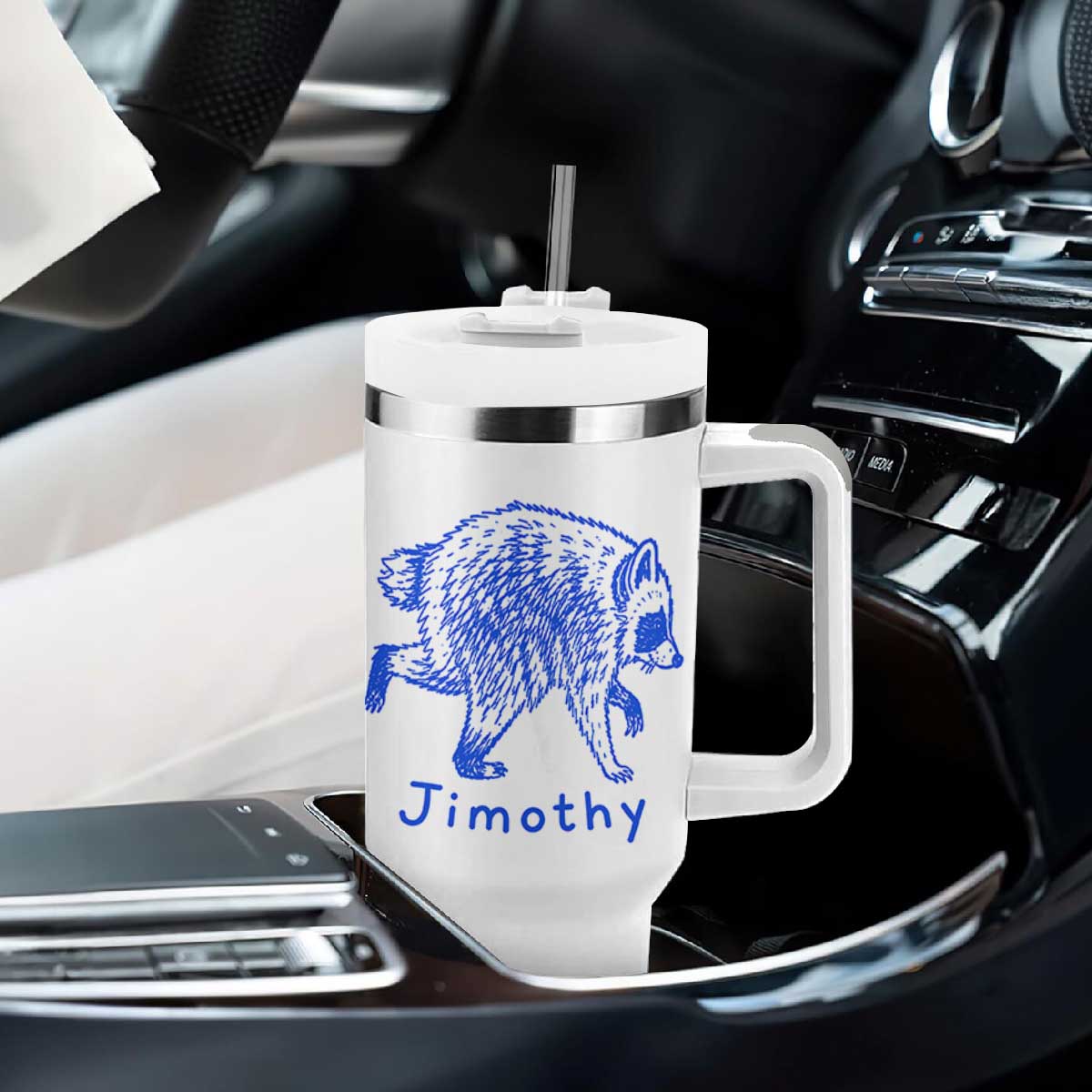Jimothy Viral Raccoon Tumbler With Handle Funny Trash Panda Wildlife TS10 Print Your Wear